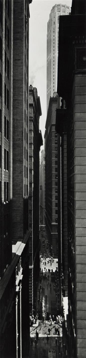 BERENICE ABBOTT (1898-1991) View of Exchange Place from Broadway. 1934; printed 1980s.                                                           